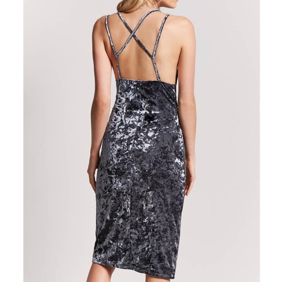 Blue grey velvet dress NWOT - Picture 2 of 6